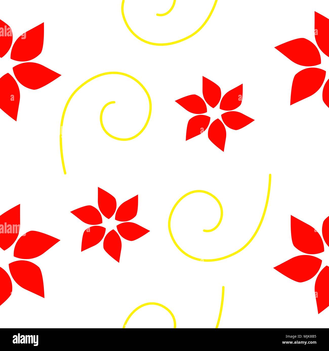 Simple red petals on white background. Vector seamless illustration. Stock Vector
