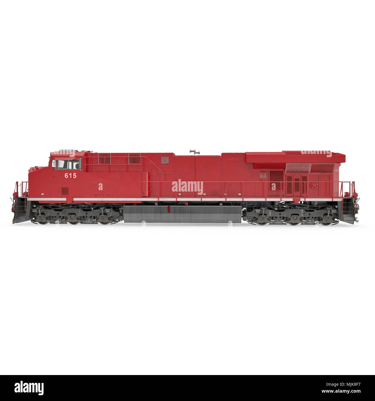 Red Diesel on white. Side view. 3D illustration, clipping