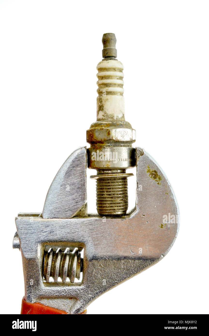 old used dirty spark plug,image of a Stock Photo