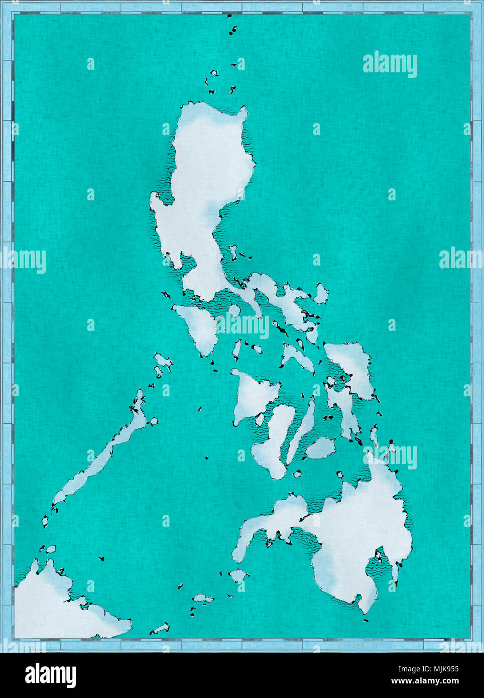 Map of the Philippines, physical map Asia, East Asia, map with reliefs and mountains and Pacific Ocean, atlas, cartography Stock Photo