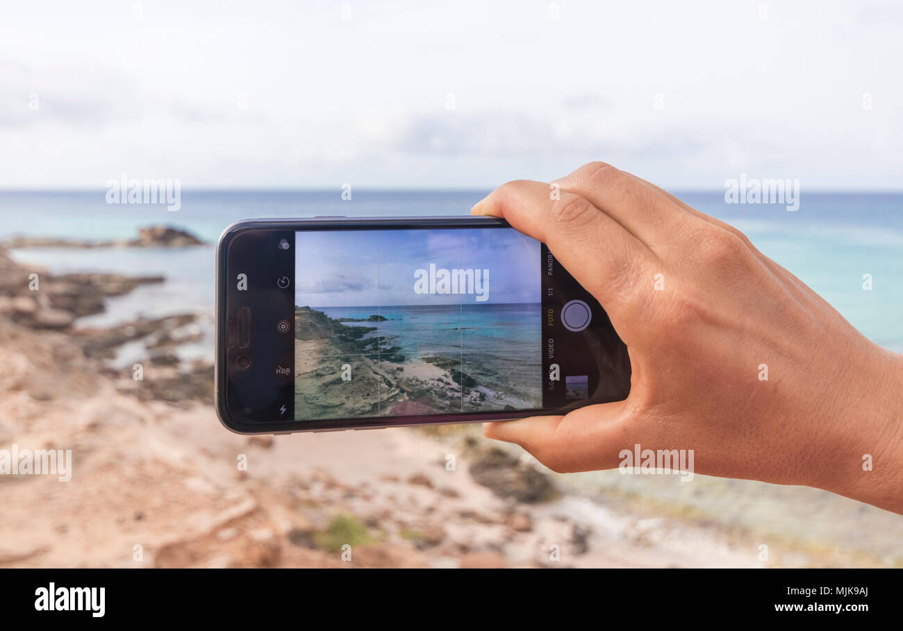 Photo to a sea landscape taken by smartphone Stock Photo