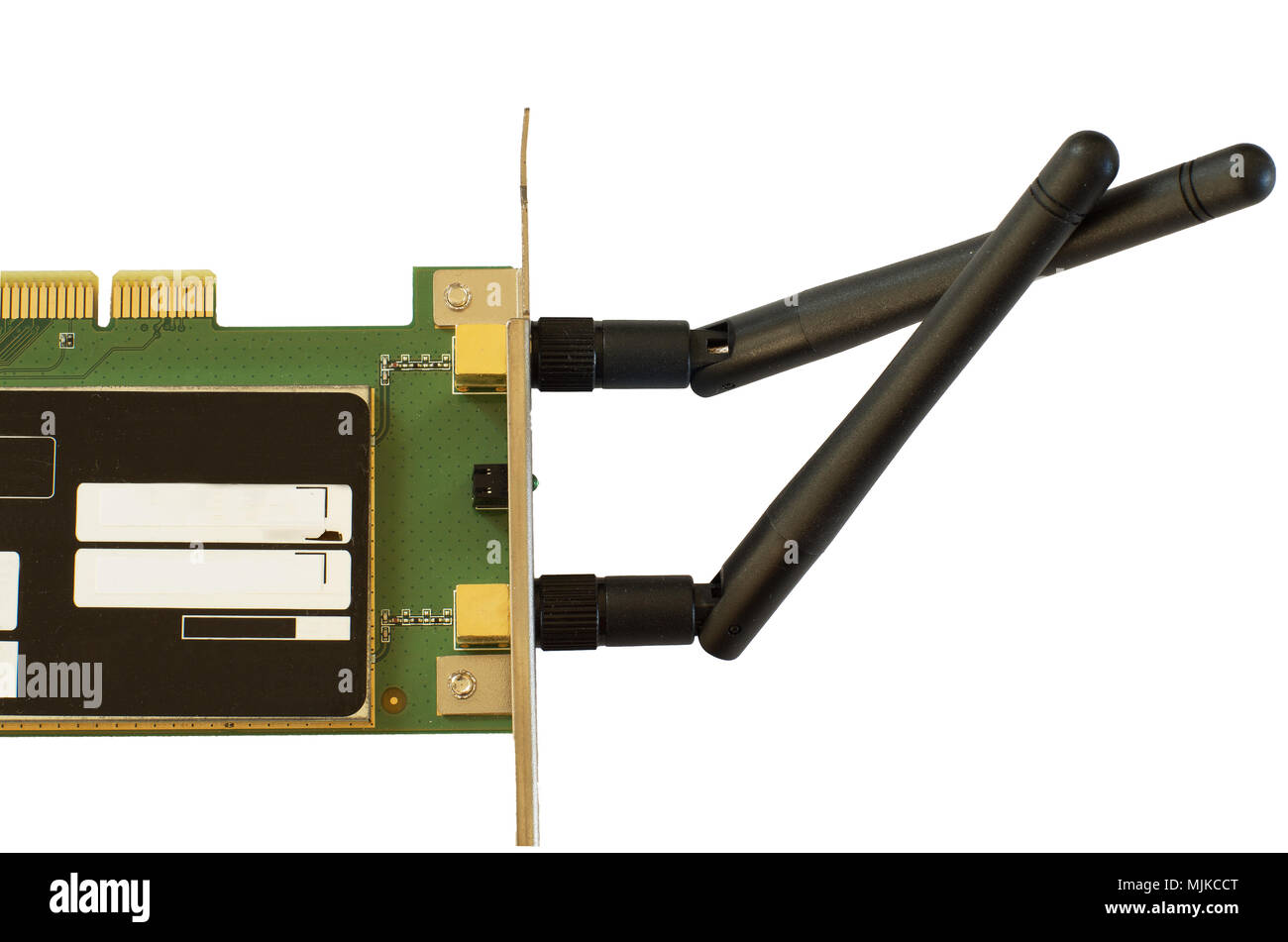 Wireless network pci computer card with two antennas Stock Photo Alamy