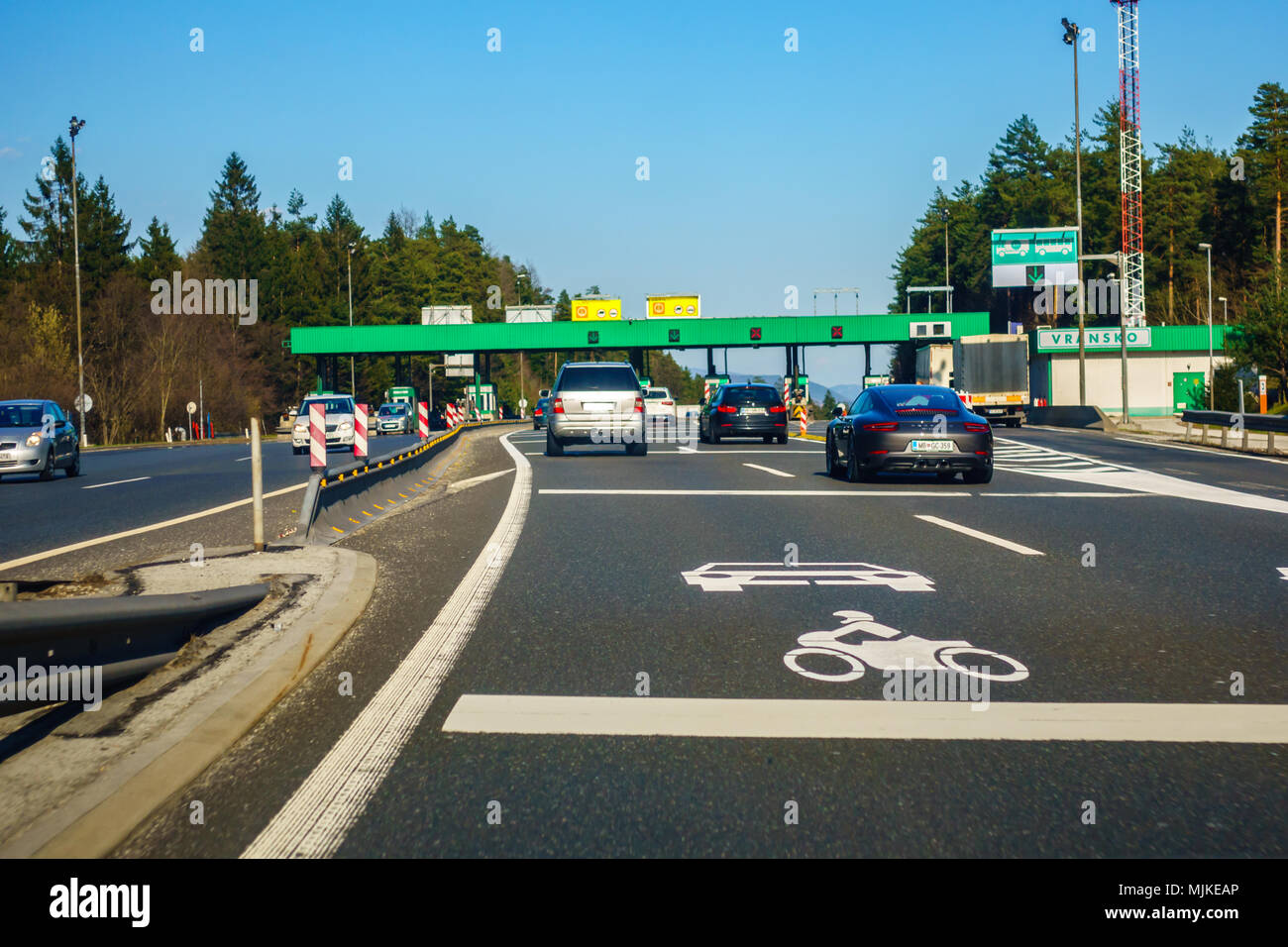 Toll station Vransko on the A1 highway in Slovenia Stock Photo