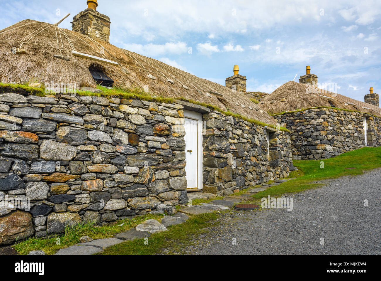 Gearrannan Blackhouse Village Museum at Harris and Lewis Island, Outer Hebrides, Scotland Stock Photo