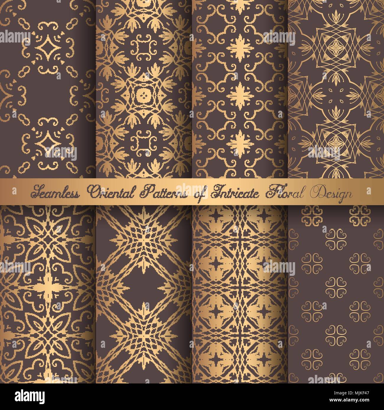Golden Arabesque Patterns Stock Vector