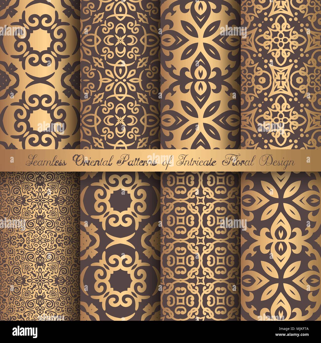 Golden Arabesque Patterns Stock Vector