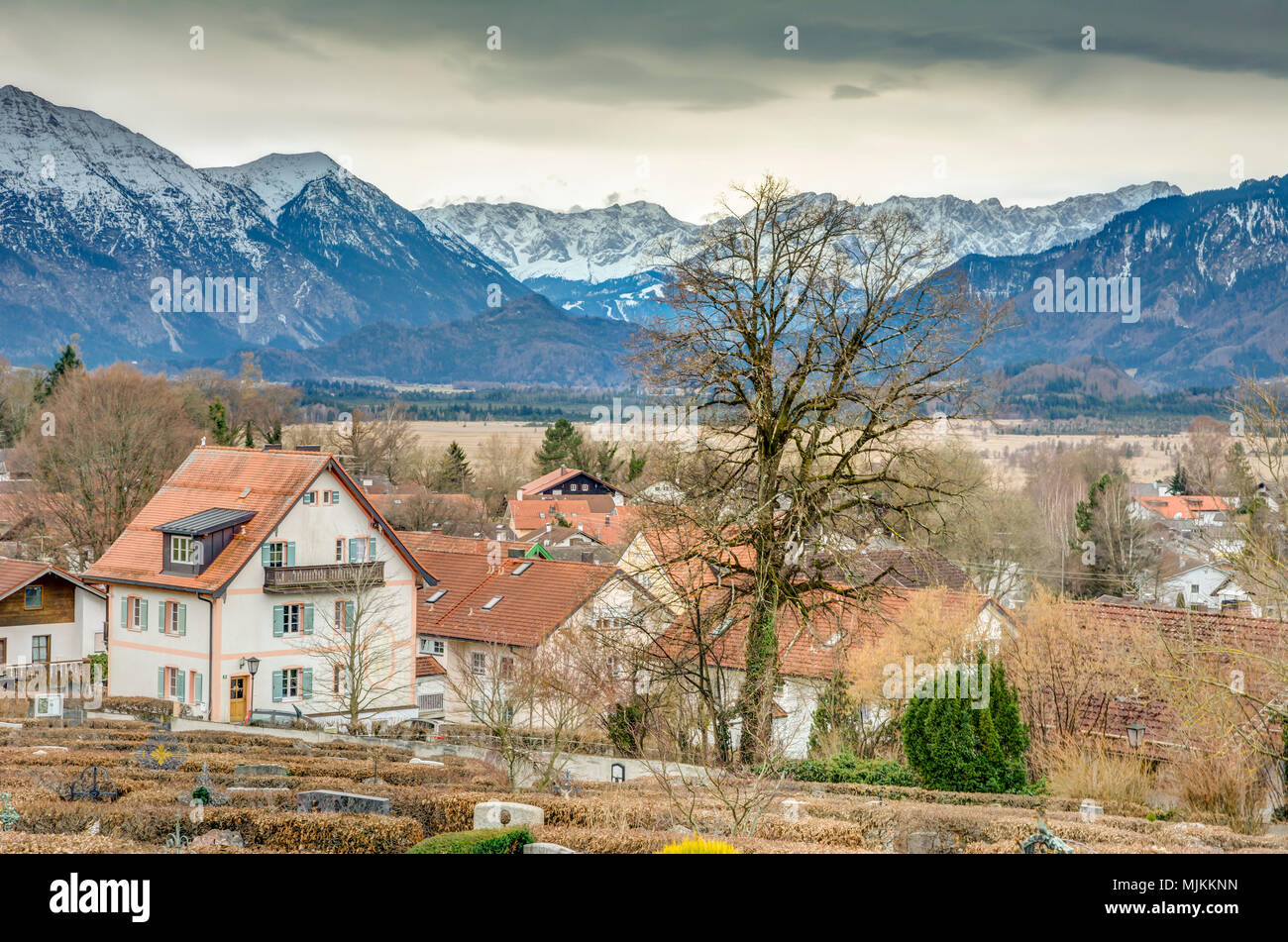 Town of Murnau in the alps of Bavaria (Germany) Stock Photo