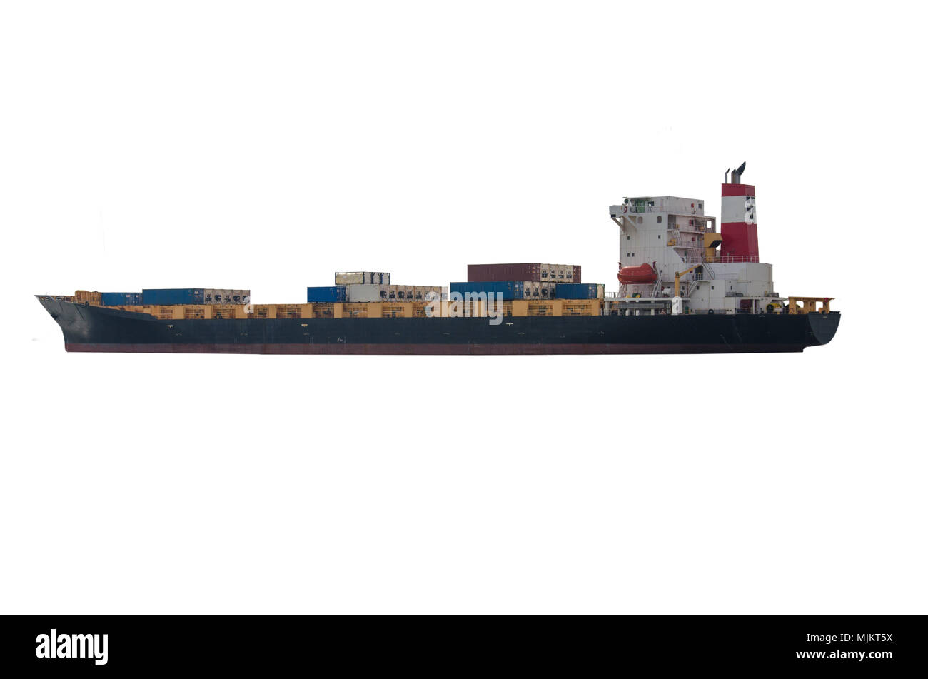 Container Cargo ship in the ocean. Freight Transportation on the white background. Stock Photo