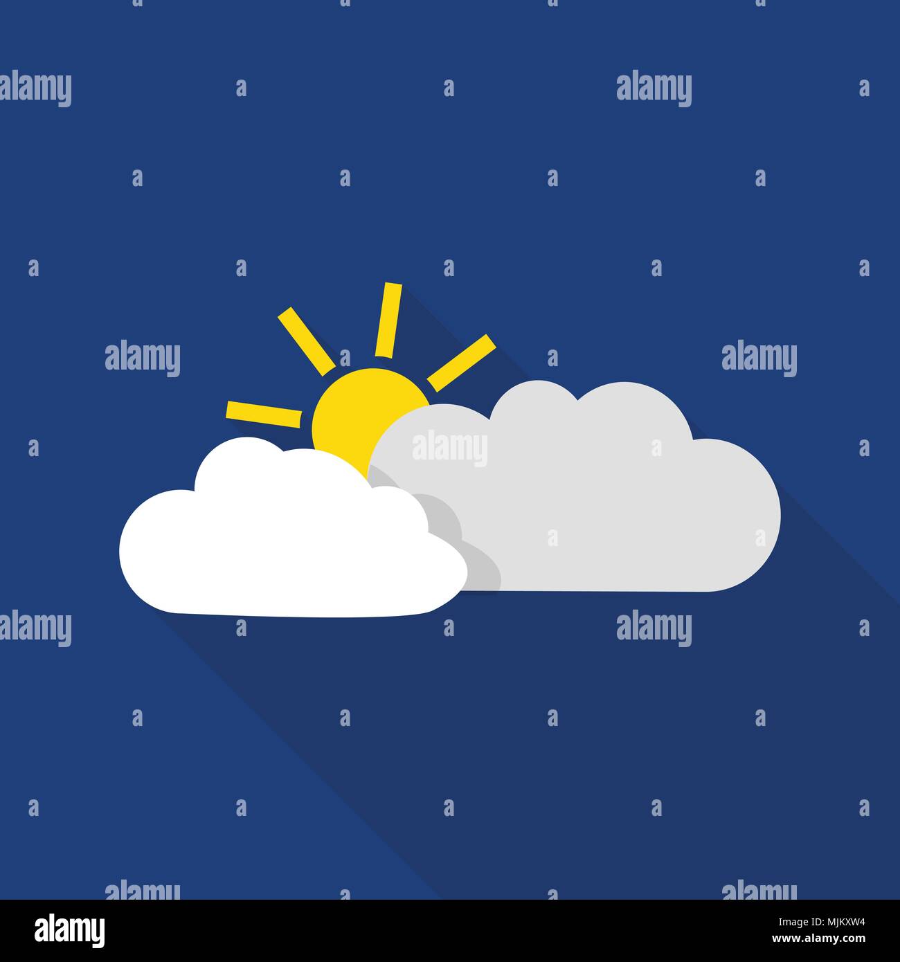 Sun and cloud icon. Flat illustration of sun and cloud vector icon for ...