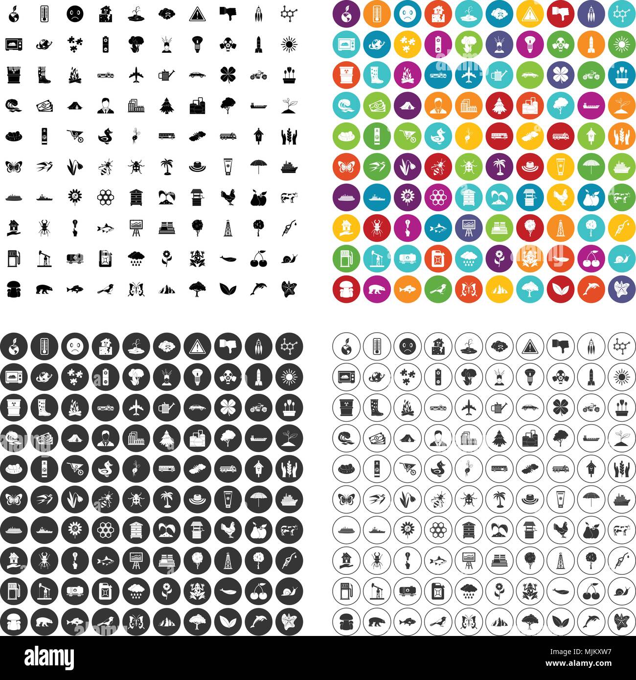 100 global warming icons set vector in 4 variant for any web design ...