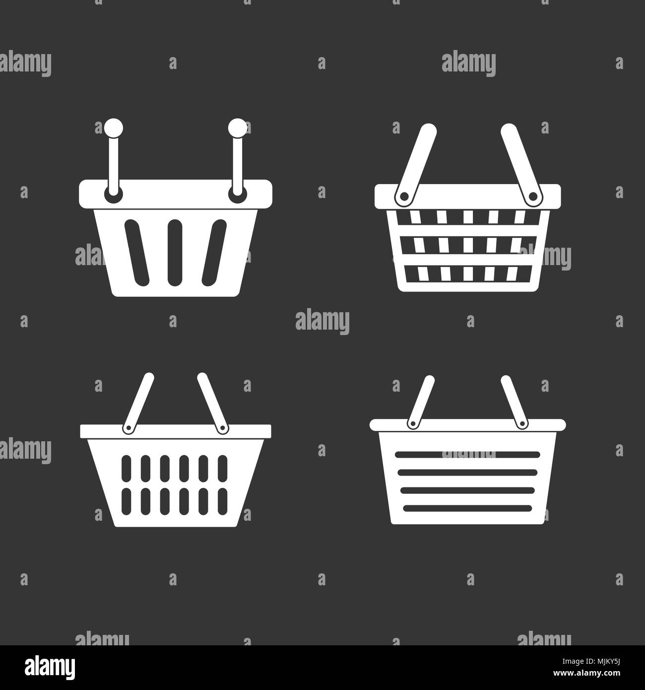Shopping basket icon set vector white isolated on grey background Stock ...