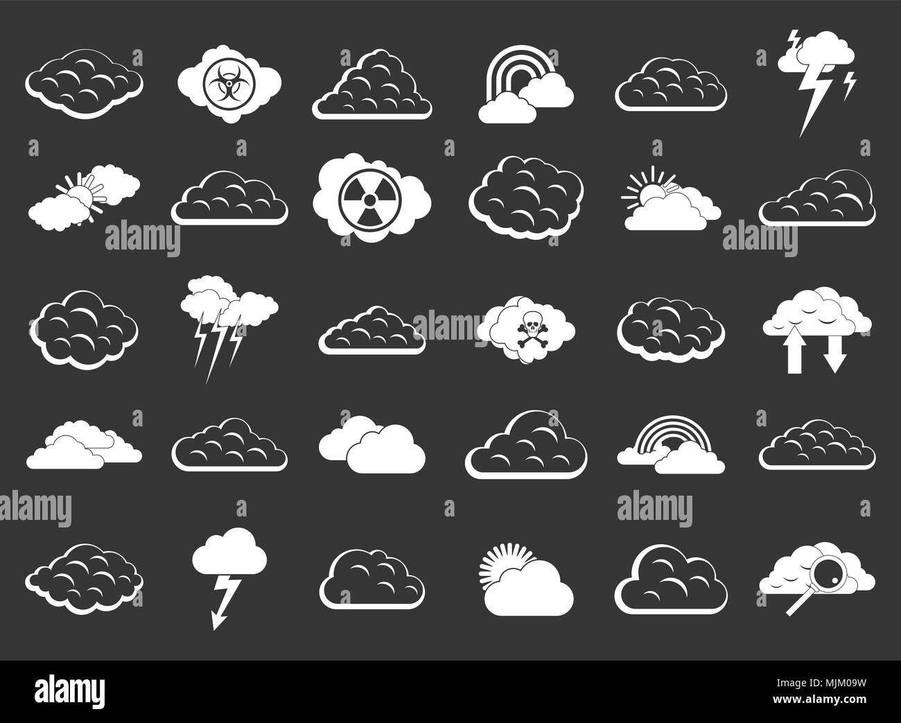 Cloud icon set vector white isolated on grey background Stock Vector ...