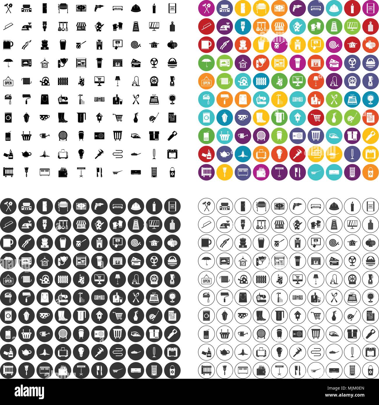 100 hardware store icons set vector in 4 variant for any web design ...