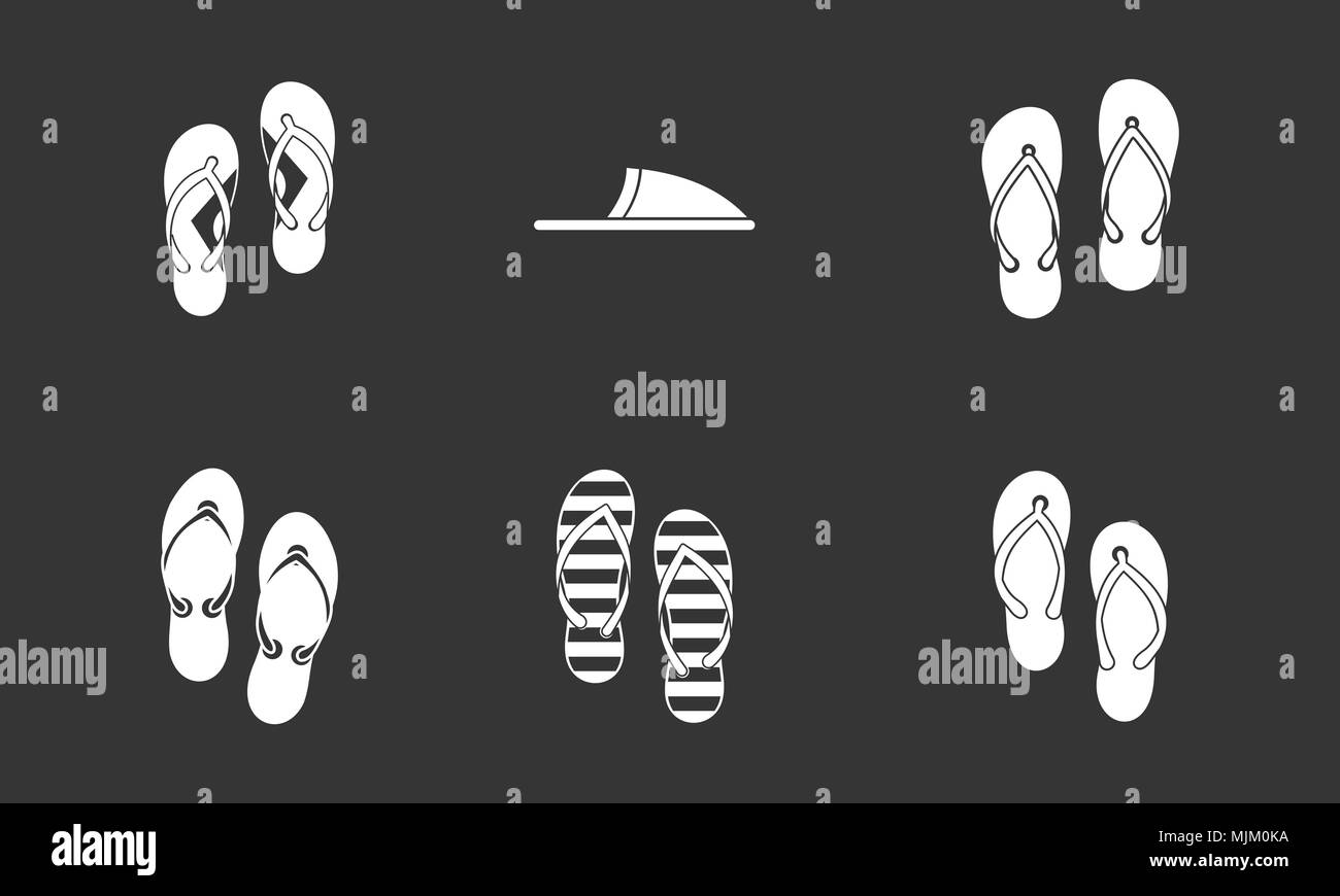 Slippers icon set vector white isolated on grey background Stock Vector
