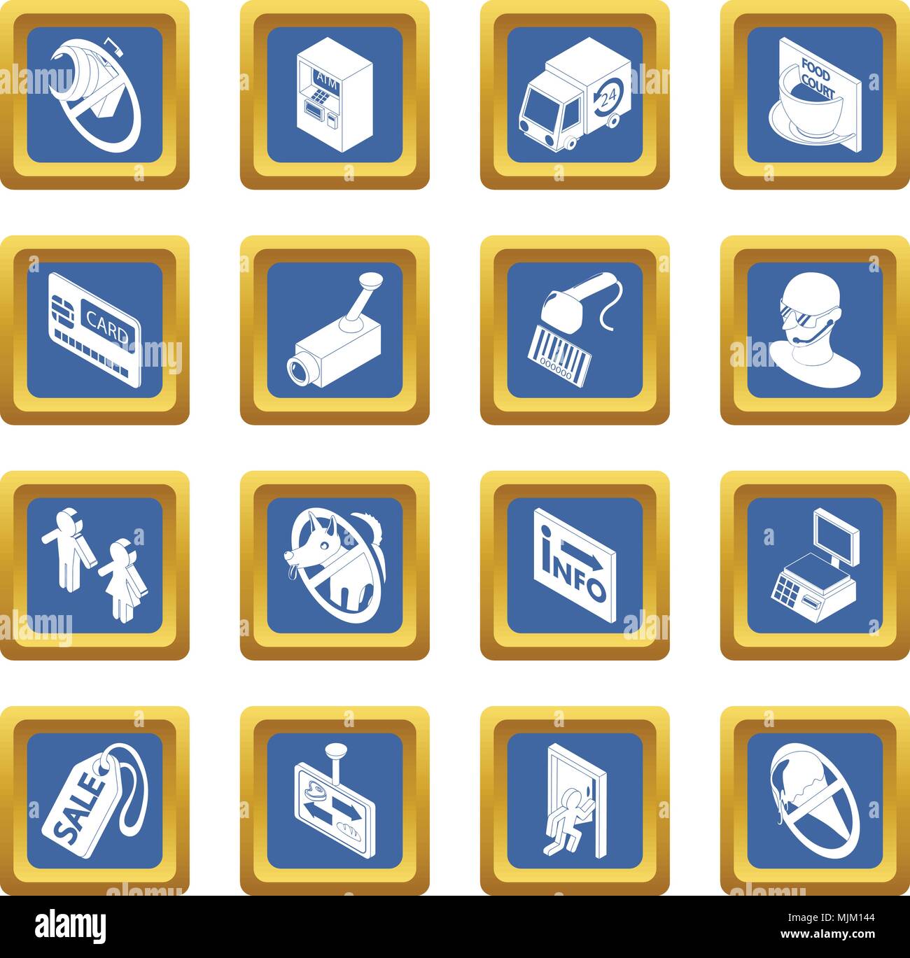 Shop navigation foods icons set blue square vector Stock Vector Image ...