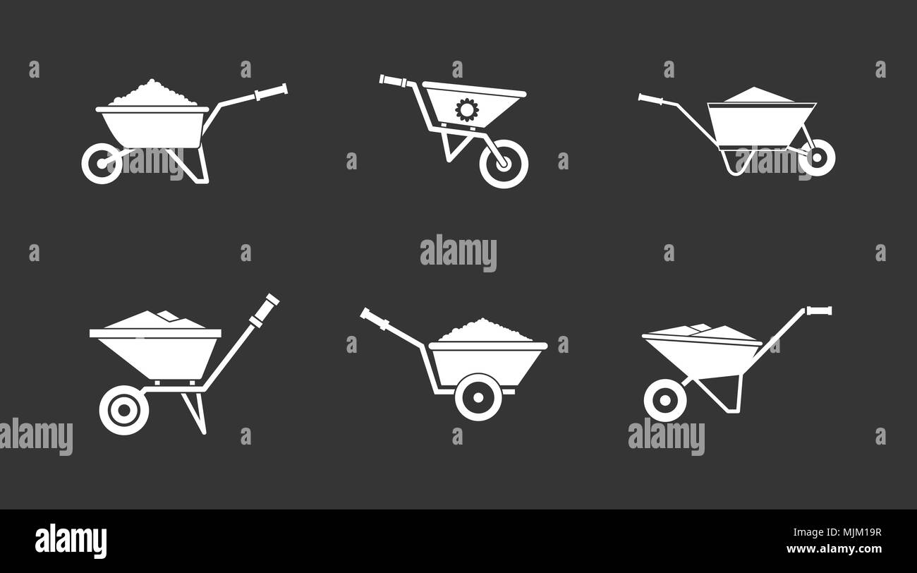 Wheelbarrow icon set grey vector Stock Vector