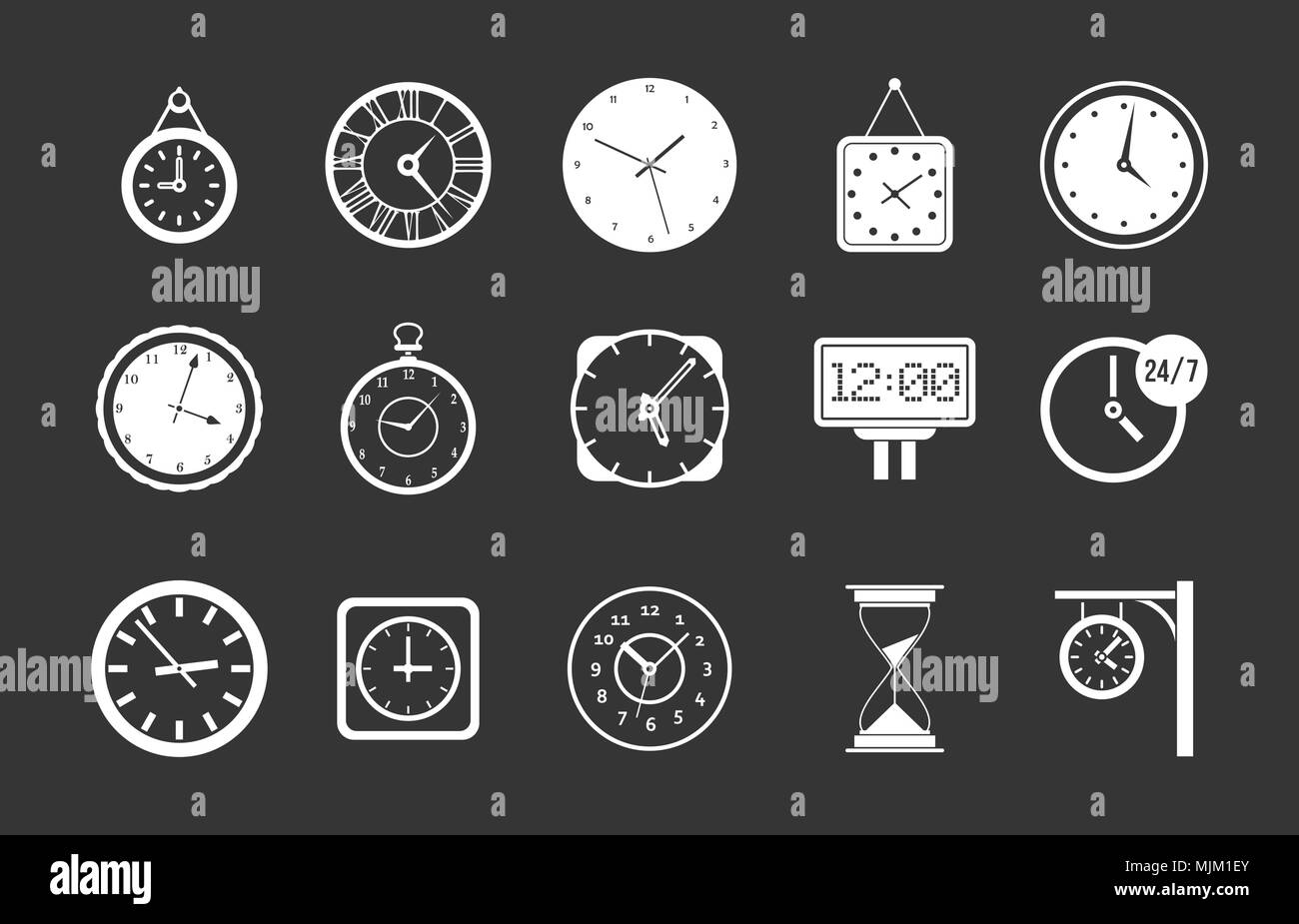 Wall clock icon set grey vector Stock Vector Image & Art - Alamy