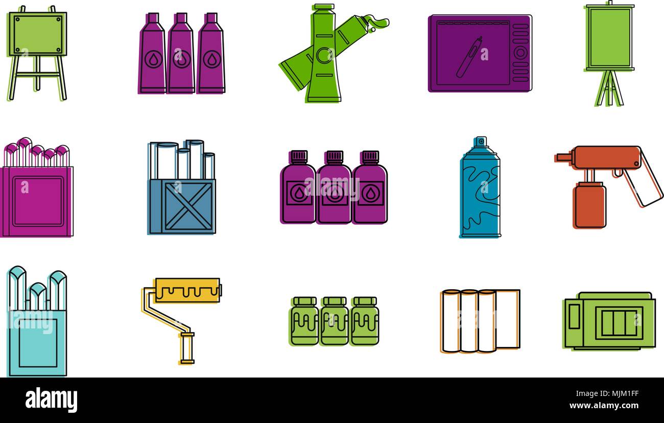 Painting icon set, color outline style Stock Vector Image & Art - Alamy