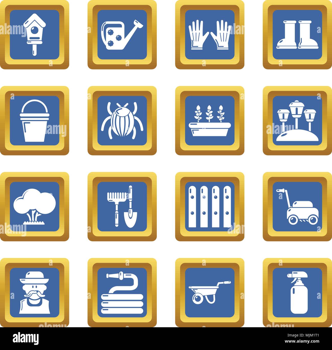Gardener icons set blue square vector Stock Vector Image & Art - Alamy