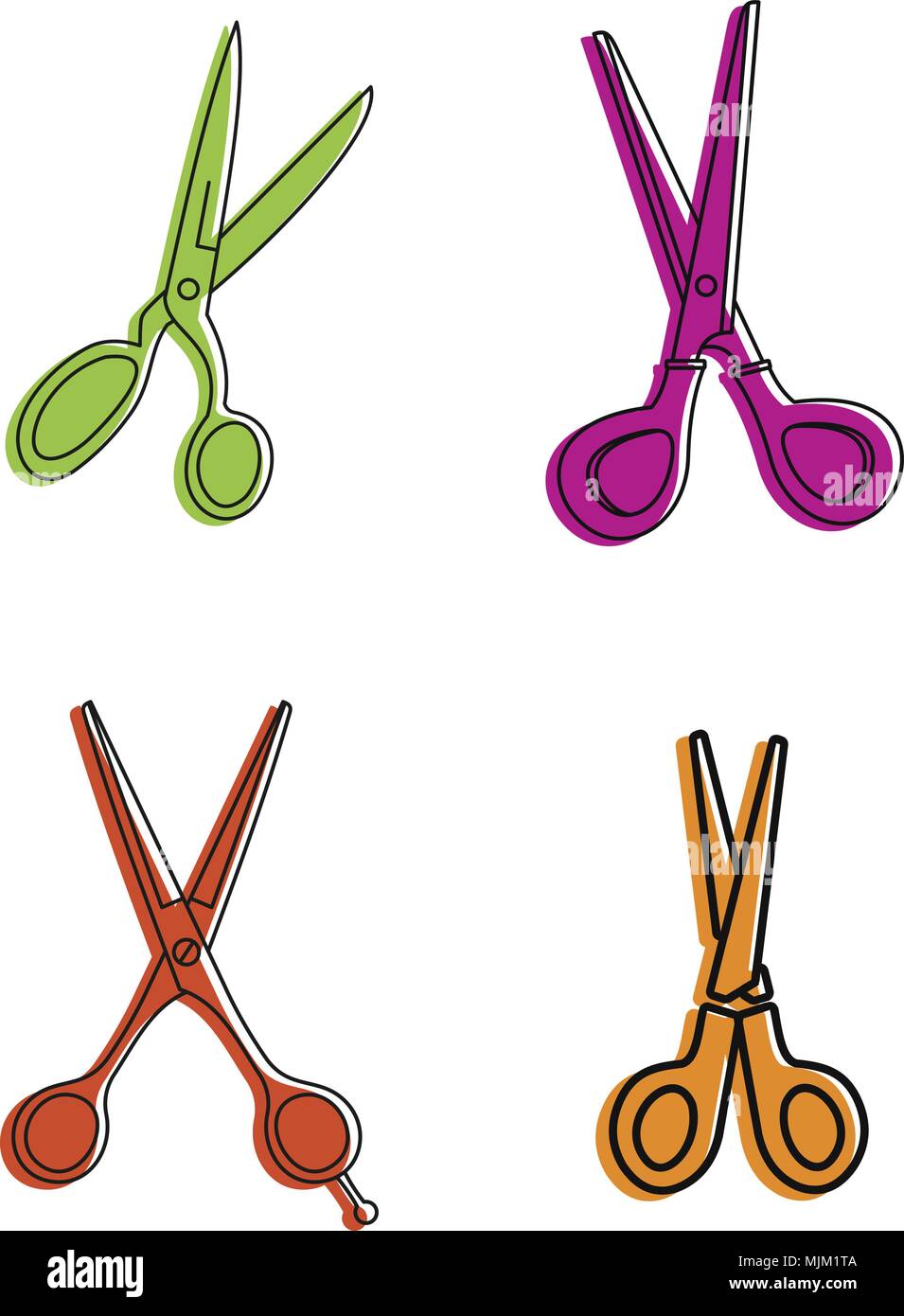 Scissors icon set, color outline style Stock Vector Image & Art - Alamy