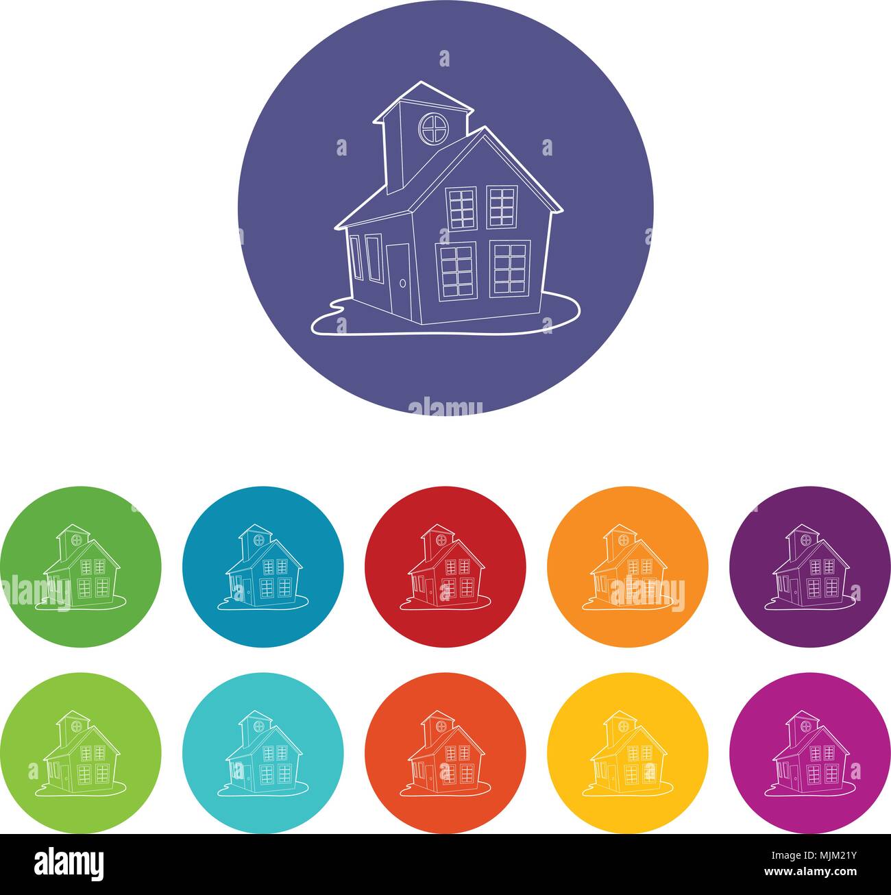 Colored house icon, outline style Stock Vector Image & Art - Alamy