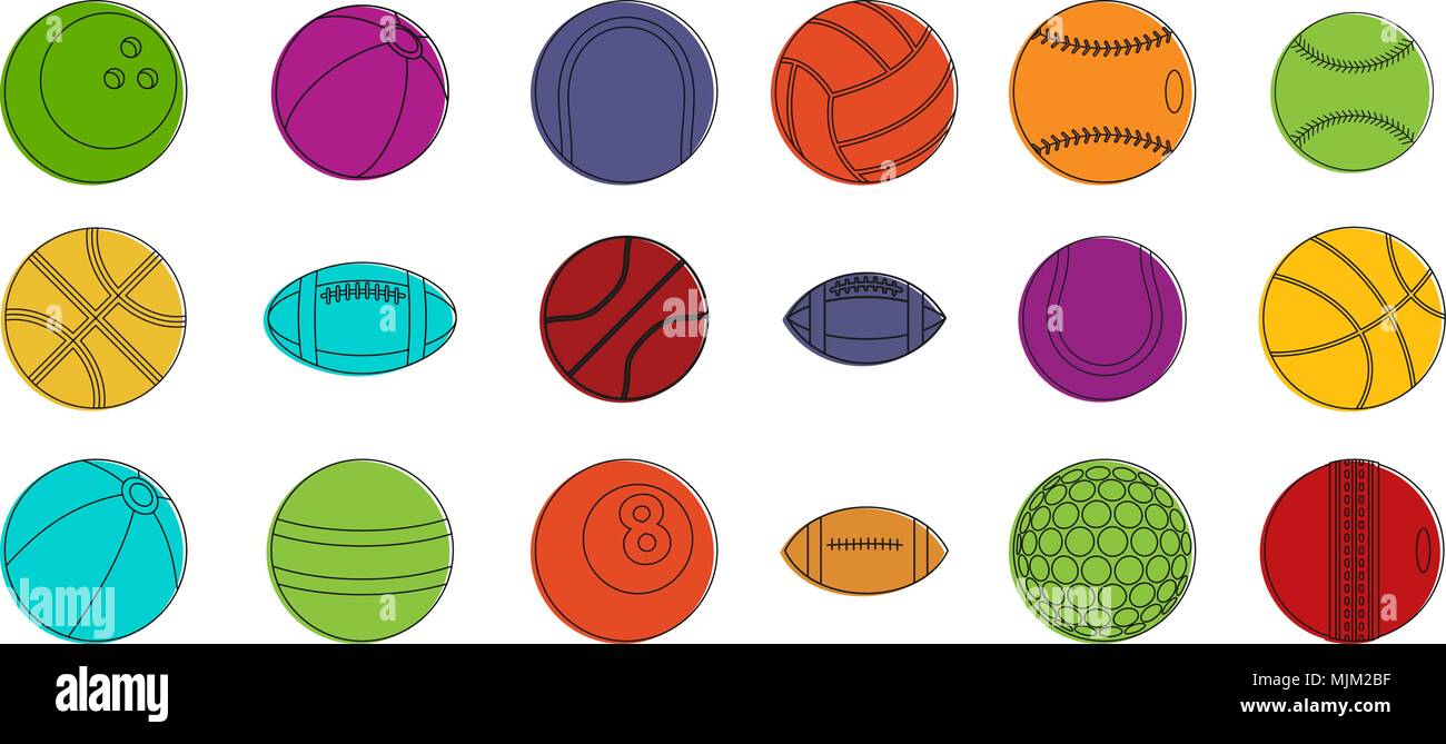 Sport balls icon set, color outline style Stock Vector Image & Art - Alamy