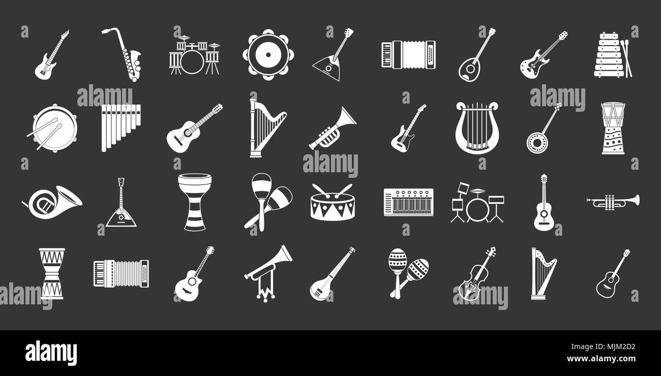 Musical instrument icon set grey vector Stock Vector