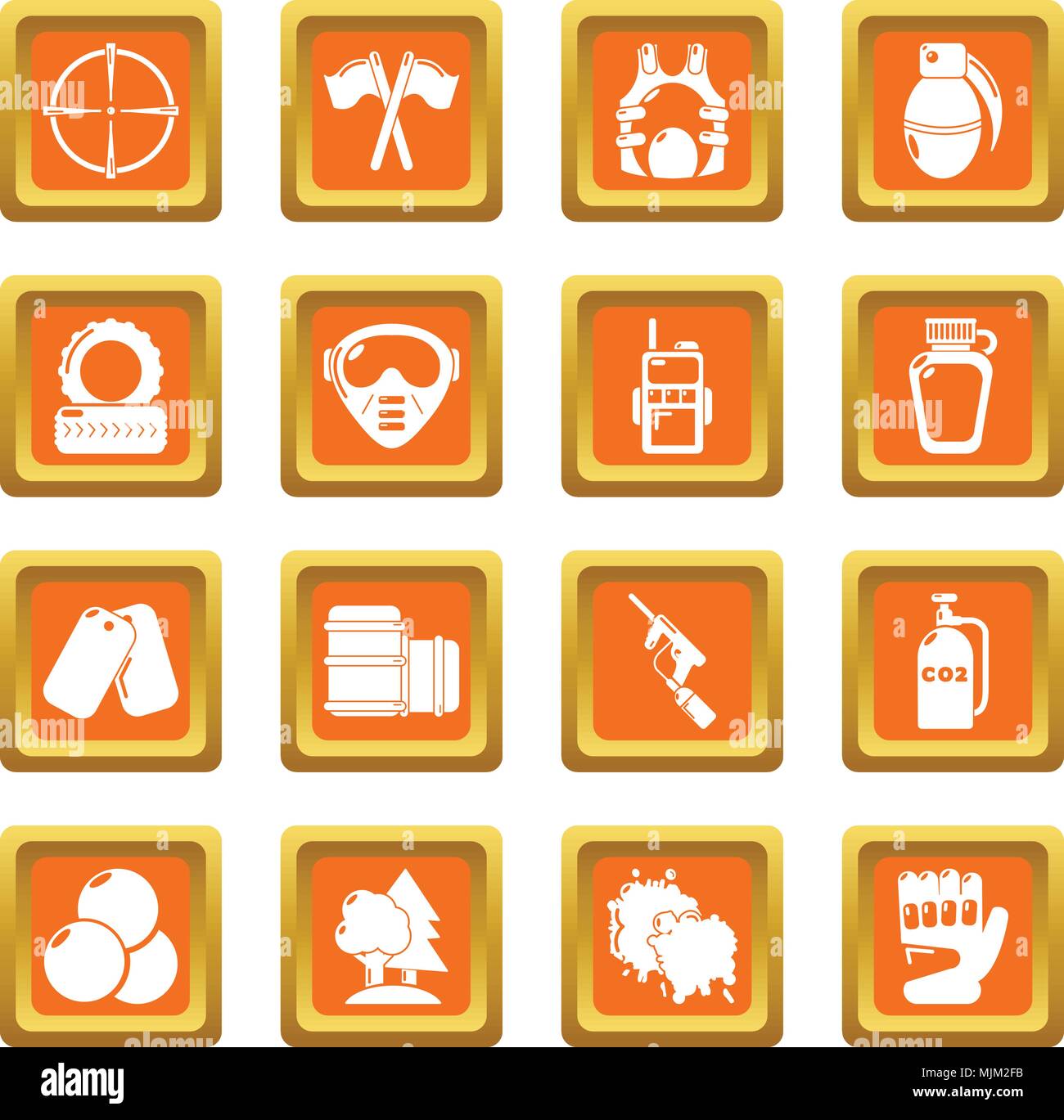 Paintball icons set orange square vector Stock Vector Image & Art - Alamy