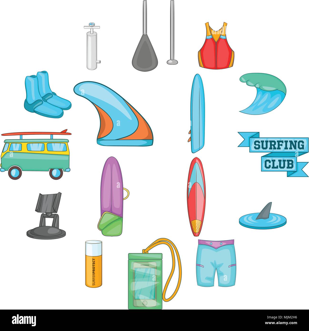 Surfing icons set, cartoon style Stock Vector Image & Art - Alamy