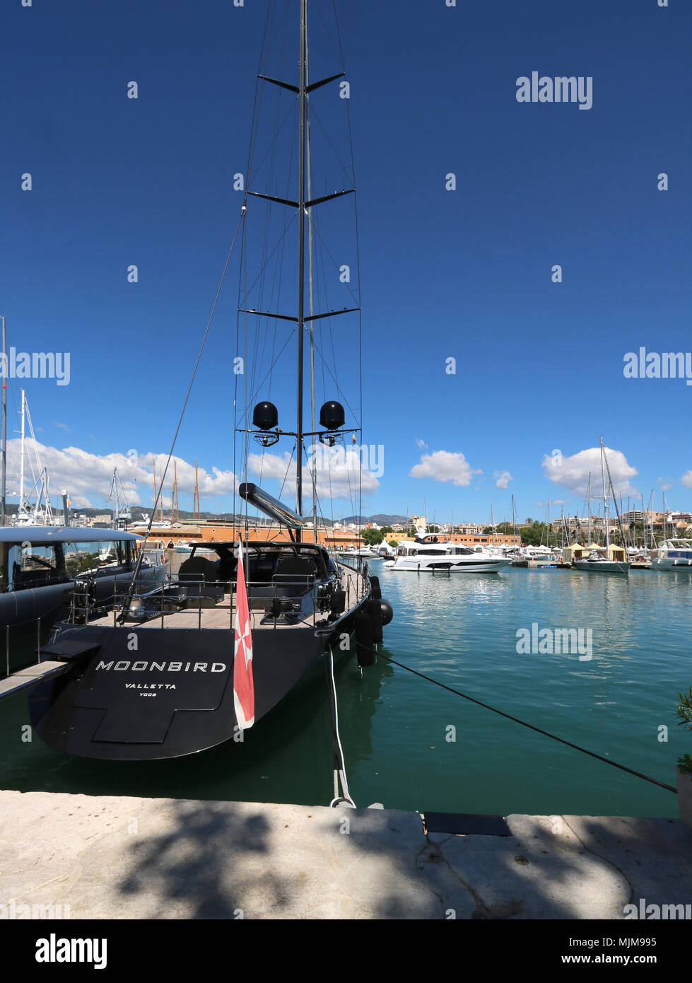 Luxury Mallorca / Majorca - 'Moonbird' (37m luxury sail charter Fitzry superyacht, built in 2003, refit 2013)  - boats at Palma International Boat Sho Stock Photo