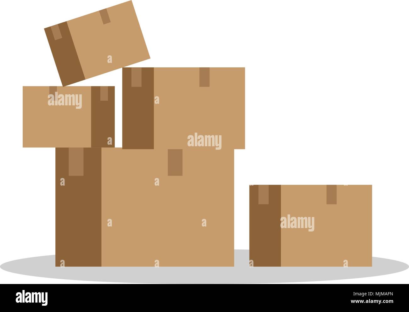 Stack of sealed cardboard boxes with flat style vector illustration isolated. Stock Vector