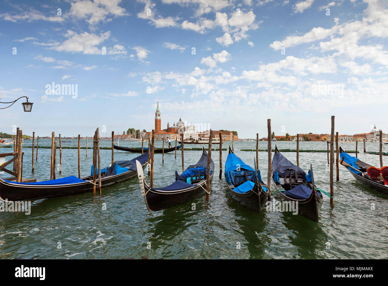 Gondolas and San Giorgio Maggiore, Venice Stock Photo