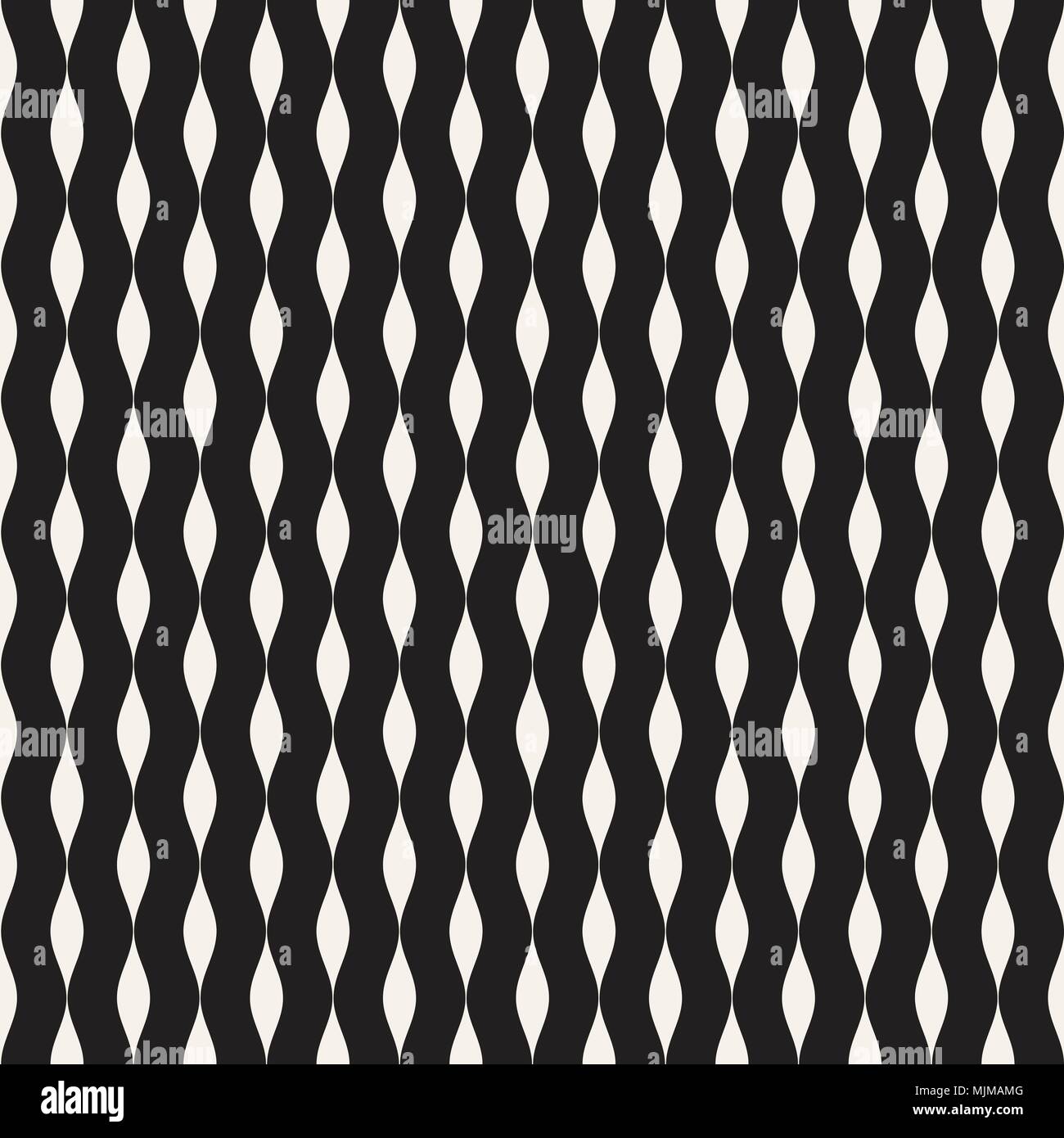Vector Seamless Black and White Hand Drawn Wavy Lines Simple Pattern ...
