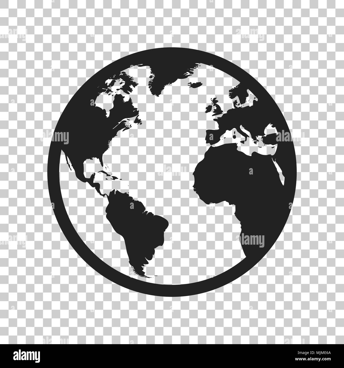 Globe world map vector icon. Round earth flat vector illustration. Planet business concept pictogram on isolated transparent background. Stock Vector