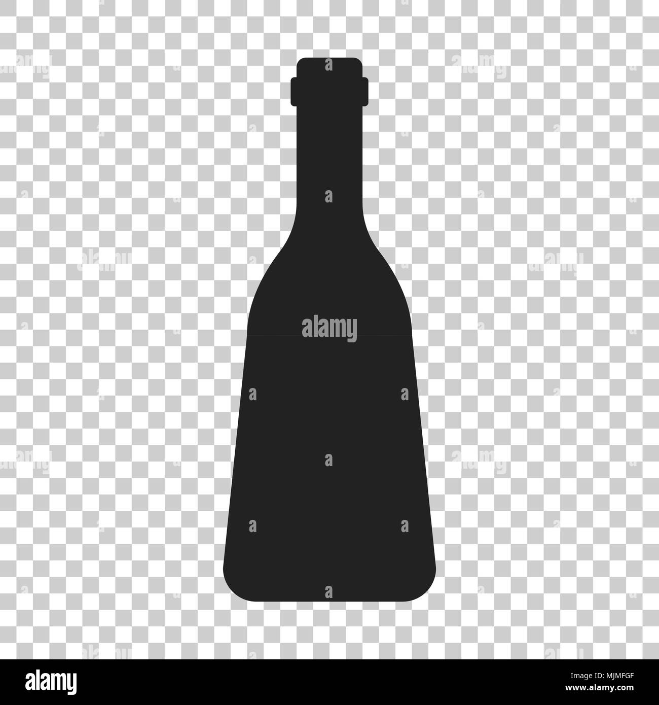 Wine bottle icon in flat style. Alcohol bottle illustration on isolated