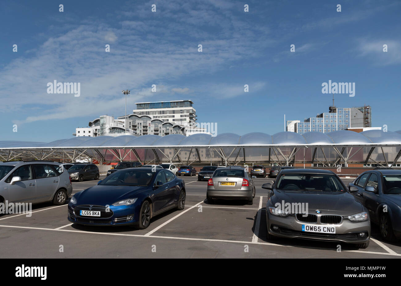 Basingstoke,Hampshire,England, UK. Apartments and office buildings seen