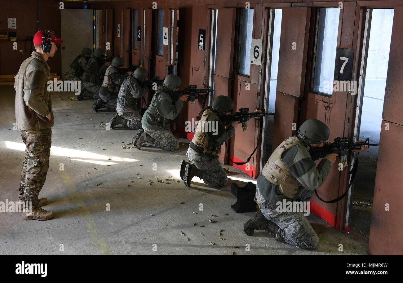 Senior Airman Hunter Dudley, 5th Security Forces Squadron combat arms ...