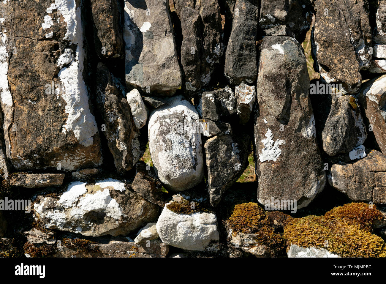 Close up image of a drystone wall texture. Stock Photo