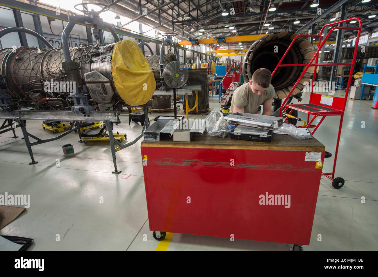 An Airman assigned to the 48th Component Maintenance Squadron prepares ...