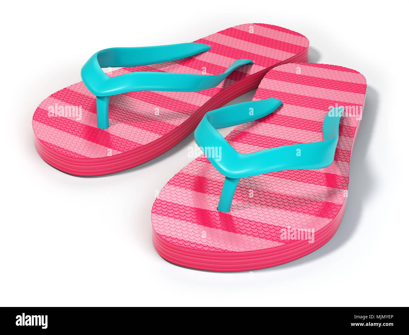 Pink flip flops isolated on white background. 3d illustration Stock ...