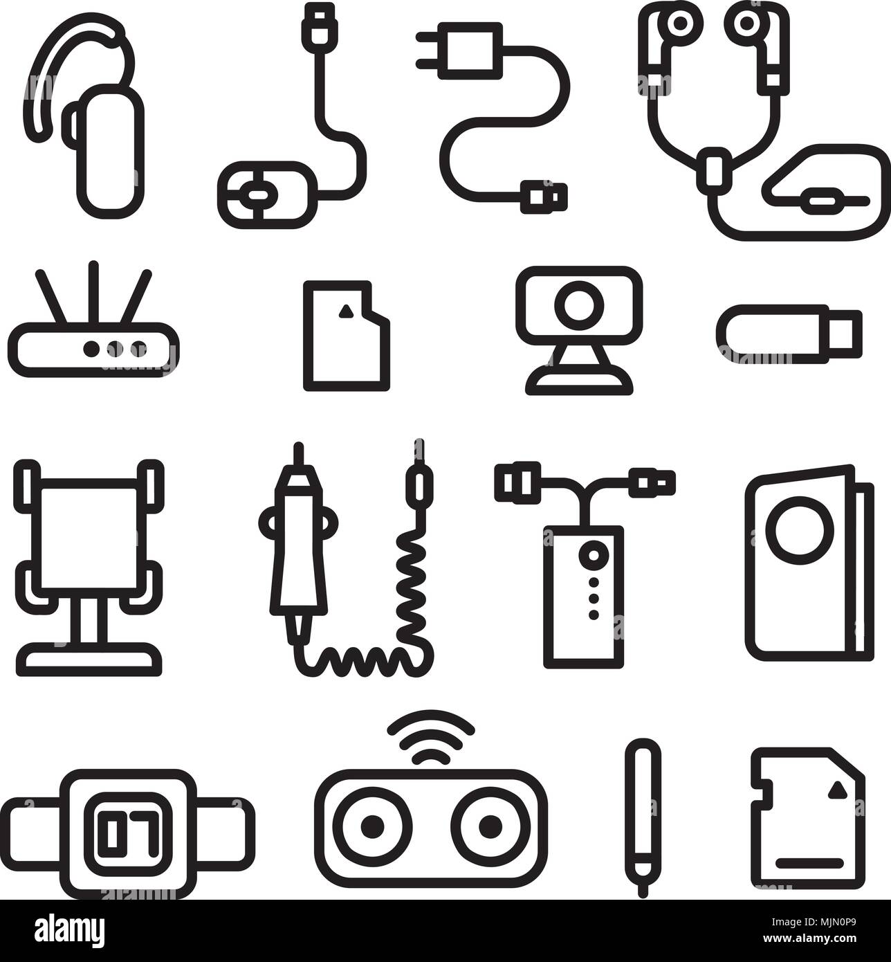 illustration of concept accessories icons for mobile phone devices