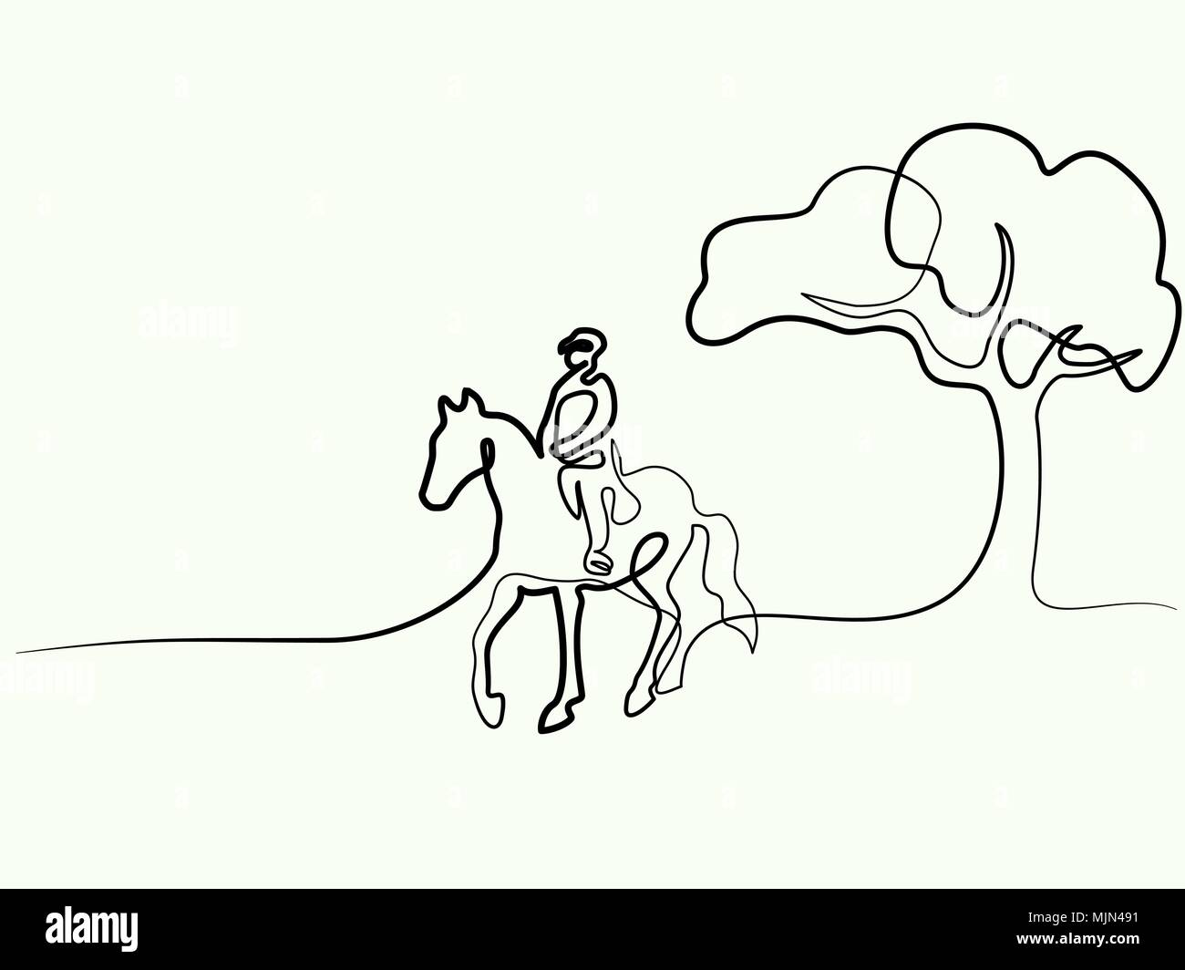 Continuous one line drawing. Horse logo Stock Vector Image & Art - Alamy