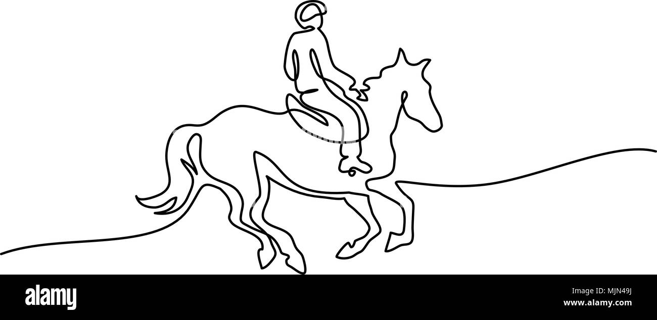 Continuous one line drawing. Horse logo Stock Vector