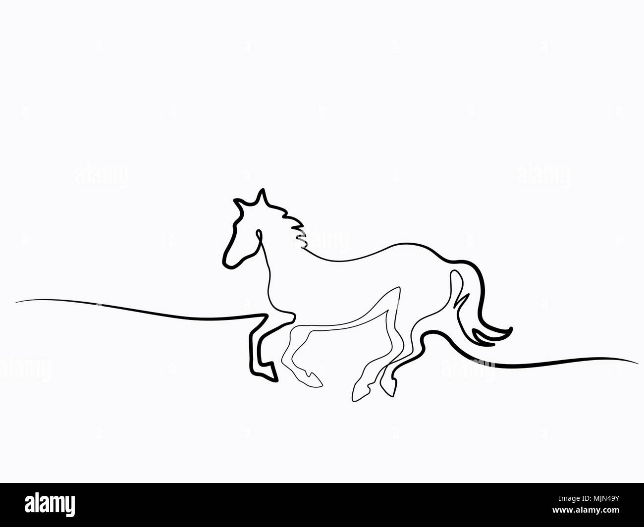 Continuous one line drawing. Horse logo Stock Vector Image & Art - Alamy