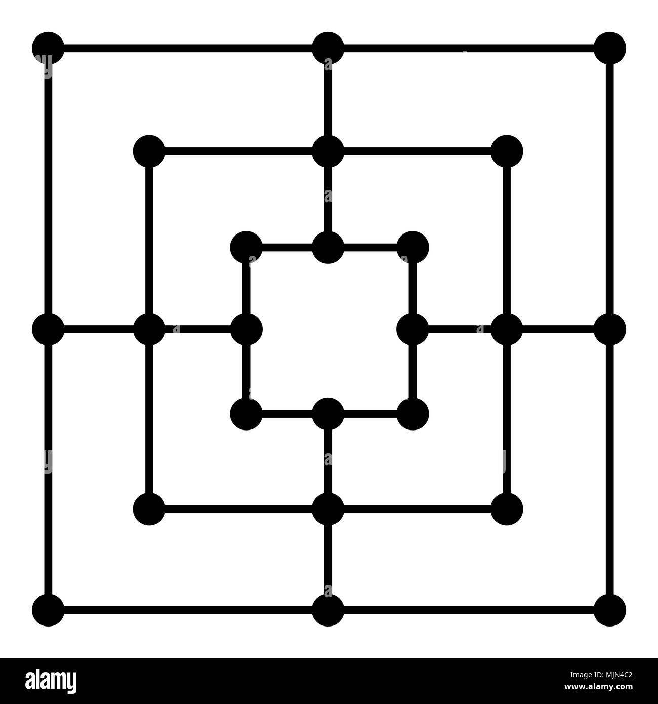 Nine men's morris board strategy game isolated Stock Vector Image & Art ...