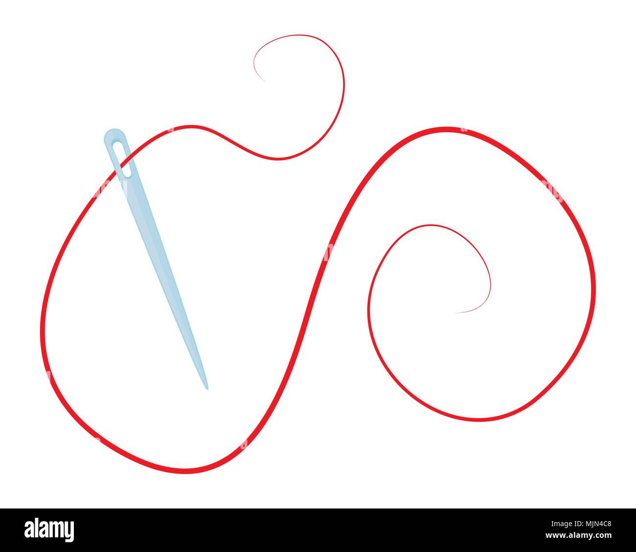 cartoon needle with thread isolated on white background Stock Vector