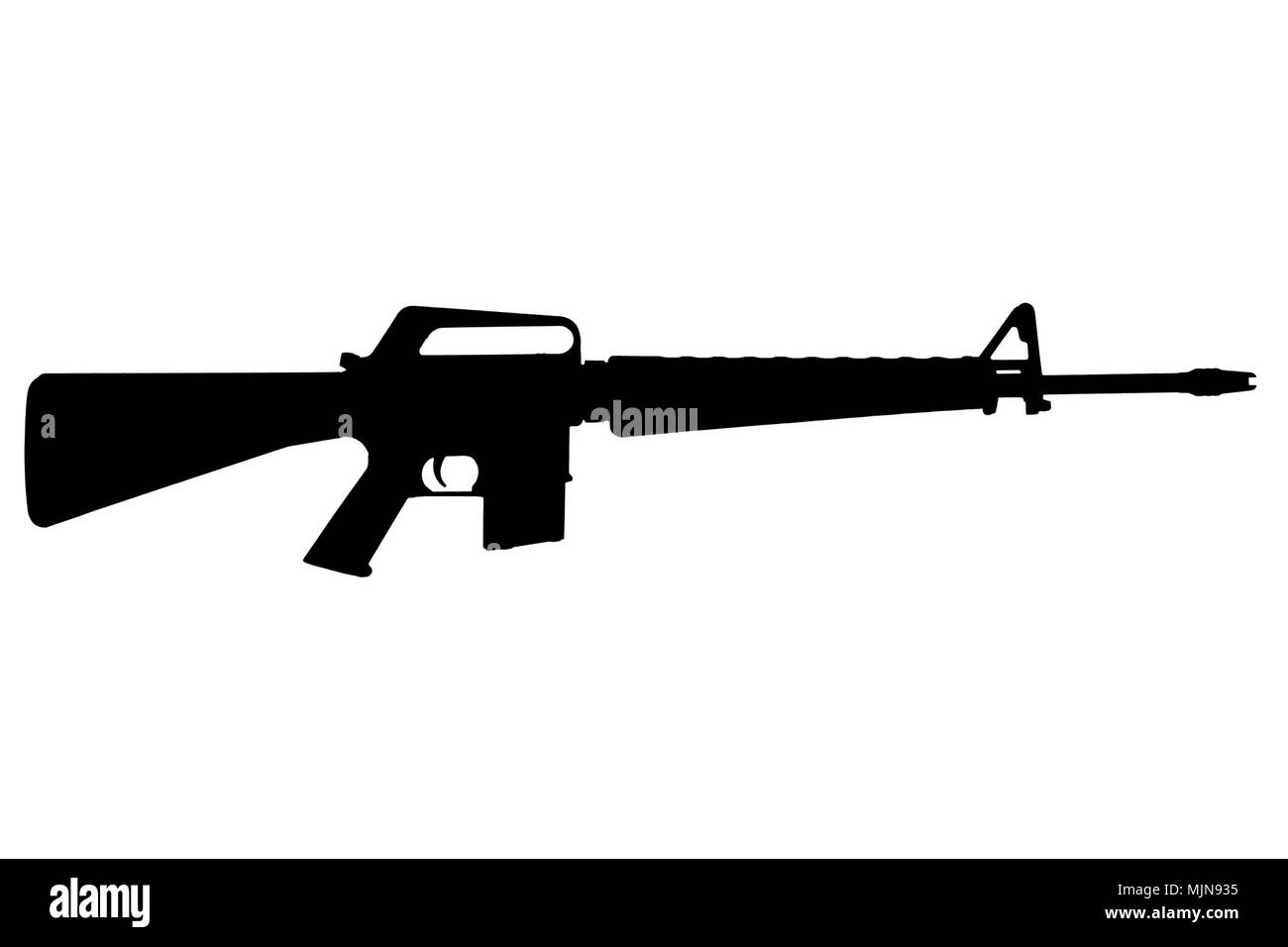 M16 rifle Vietnam War period black silhouette Stock Photo