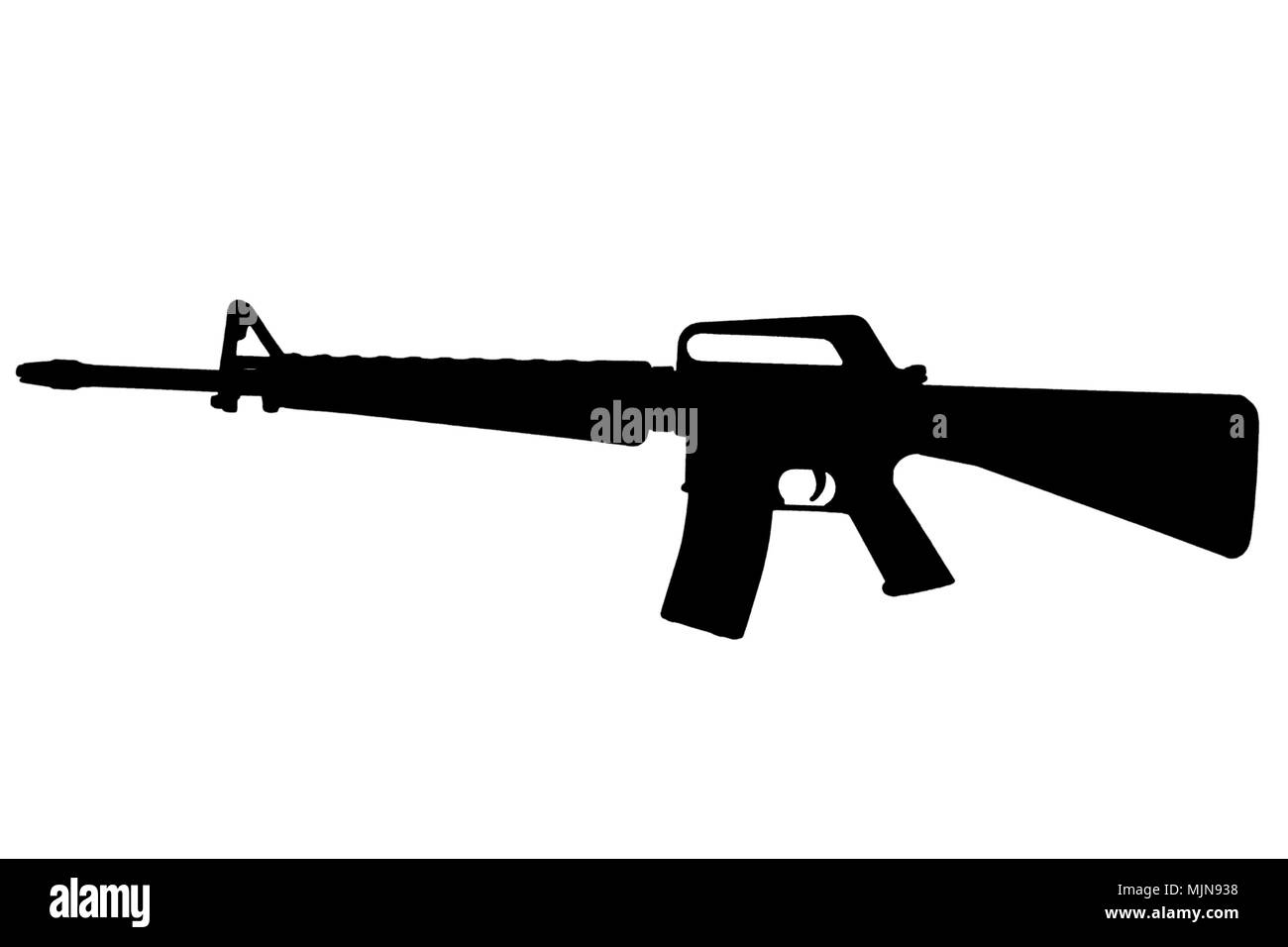 M16 rifle Vietnam War period black silhouette Stock Photo