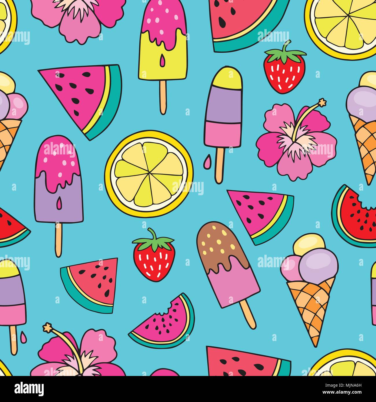Seamless vector pattern with tropical fruit. Lovely background Stock ...