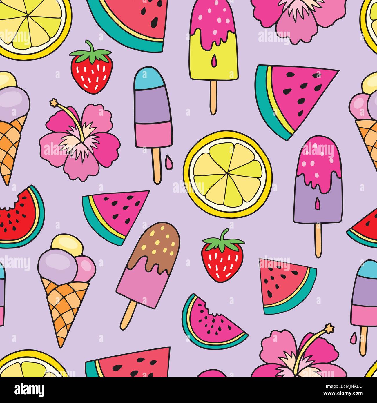 Seamless vector pattern with tropical fruit. Lovely background Stock ...